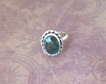 Greenish/Blue Turquoise Ring, Gorgeous Tibet Turquoise, 925 sterling silver, Artist design. Gift for her.