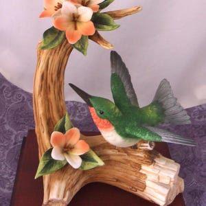 Vintage Andrea By Sadek Porcelain Hummingbird Figurine on Dogwood Branch