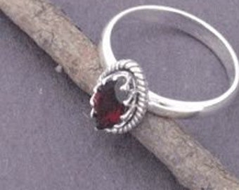 Garnet Eternity ring size 8. January birthstone. Beautiful, Genuine Garnet, 925 sterling silver. Gift for her.