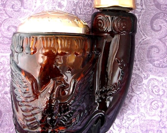 Woda kolońska Avon American Eagle Pipe, butelka: 6" T, szkło brązowe, retro, vintage, w dobrym stanie.