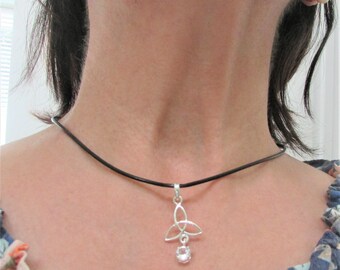 Trinity Knot necklace, knot with crystal, Celtic pendant, 925 sterling silver. Jewelry with meaning. Gift for her.