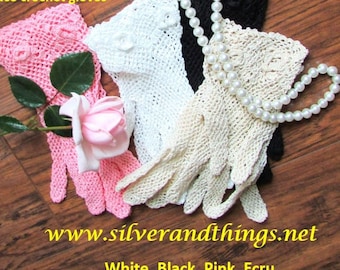 Cotton Lace Gloves, Small hands sizes, Beautiful crochet gloves, 100% cotton, Wedding, Fashion gloves.  Gift for her