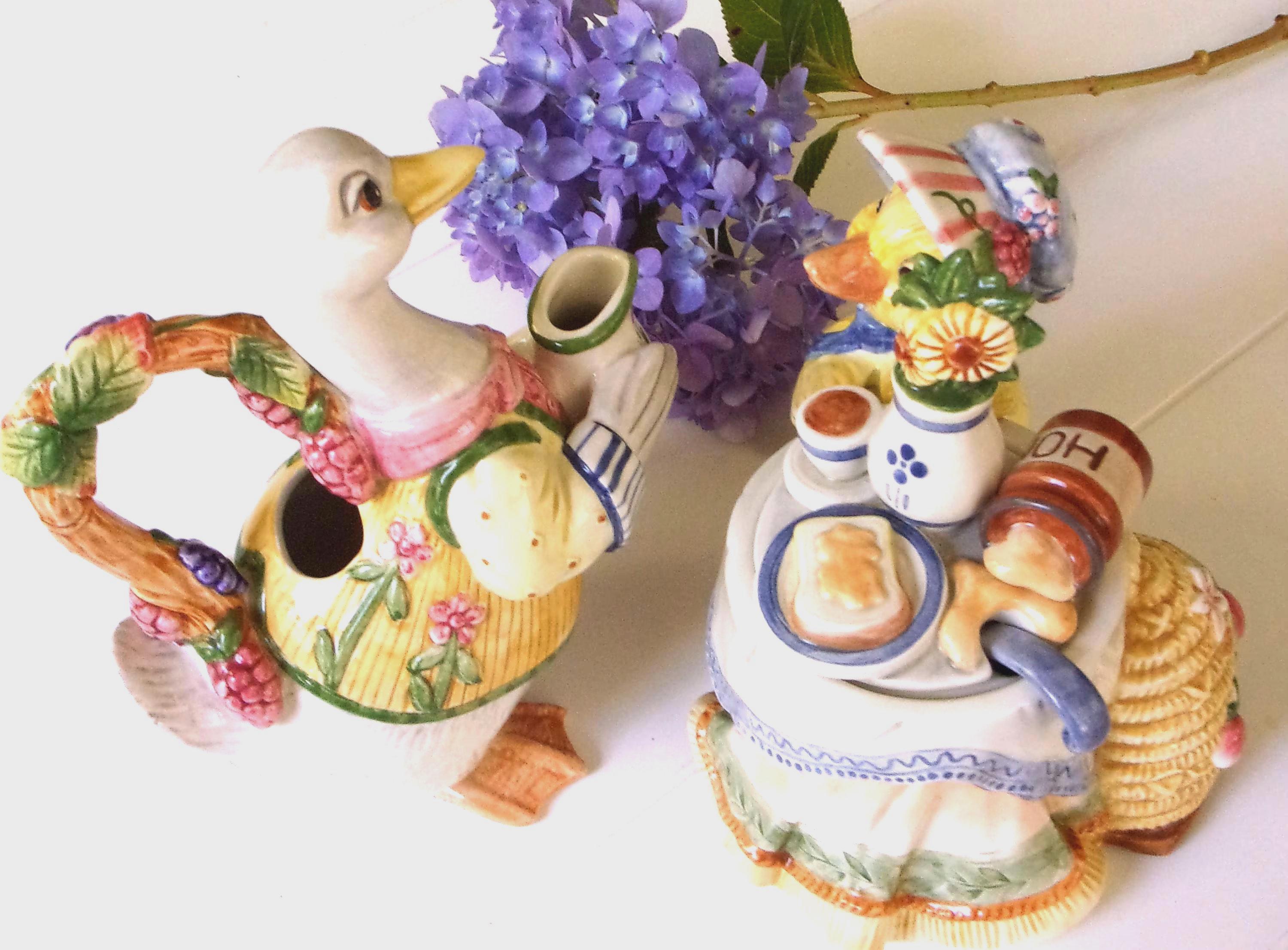 カナダ製 アンティークキャニスター3個セット ハンドペイント アヒル