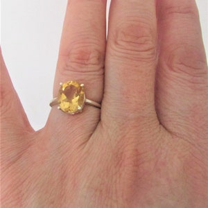 Solitaire Lemon Quartz Ring size 7, Gorgeous Very rare color, Sterling silver. Artist design, Gift for her. image 5
