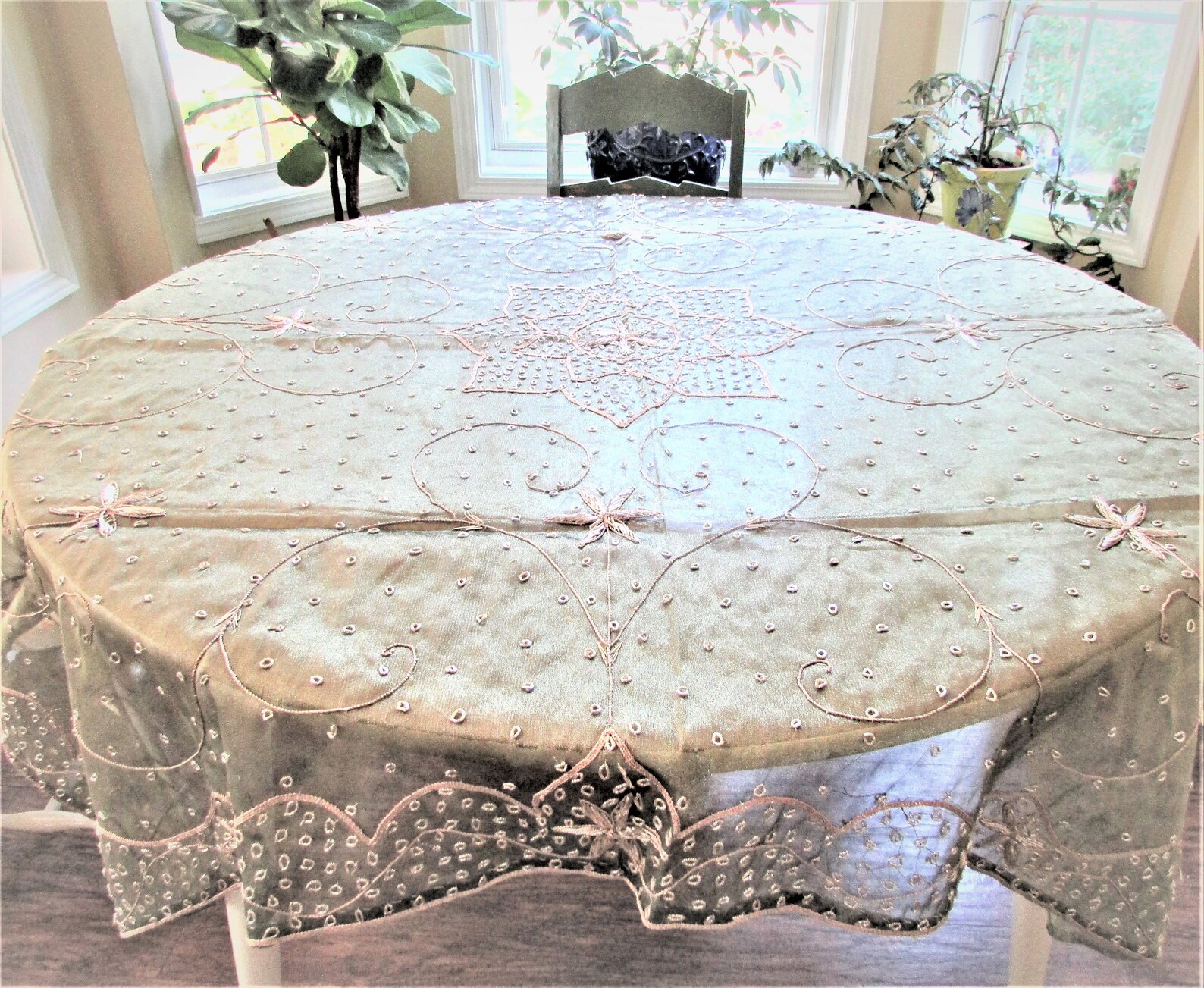 Beaded tablecloth cover table décor. Square color Olive Etsy