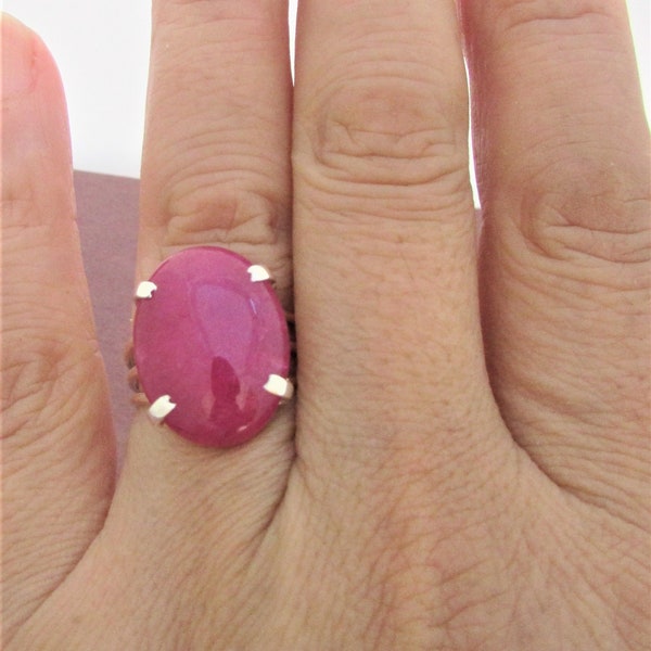 Pink Ruby rings, Triple silver band rings. Bright, beautiful Ruby Corundum, 925 Sterling silver. Diva style, Gift for her.