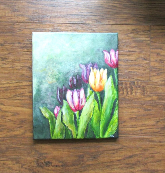 Buy Cute Abstract Acrylic 8x10 Canvas Painting With Flowers