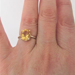 Solitaire Lemon Quartz Ring size 7, Gorgeous Very rare color, Sterling silver. Artist design, Gift for her. image 8