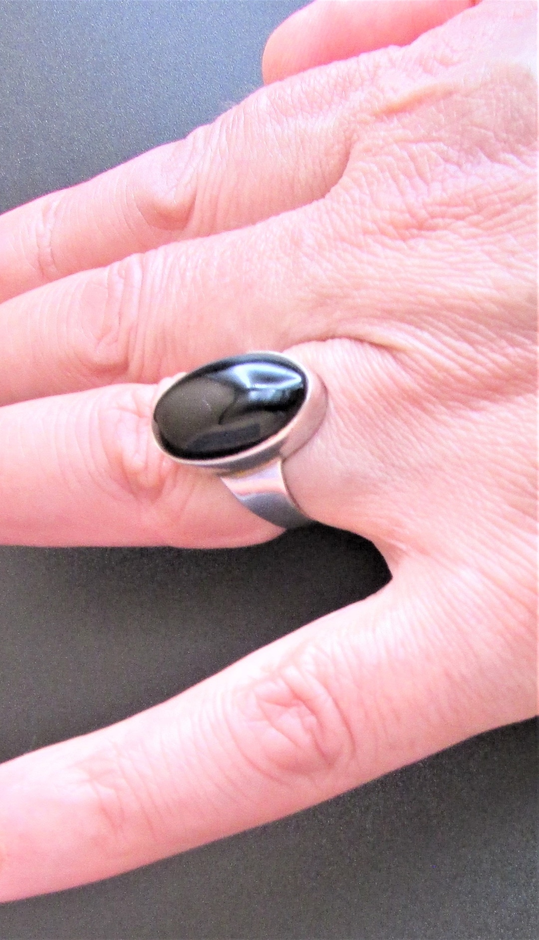 Black Onyx Ring Size 7, Beautiful, Simple, Everyday Ring, Genuine Onyx, 925 Sterling Silver