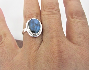 Labradorite Sterling Silver Rings: Natural Gems with Pretty Reflections -Artisan Crafted.