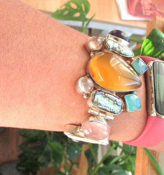 Multi gemstones Bracelet. Gorgeous Cluster bracel… - image 2