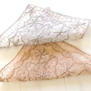 Square Doilies Silver and Peach, Embroidered 16&quot; and 12&quot;,  Beautiful fancy Table décor, Wedding gift. Holiday -Everyday Decor. Gift for her.