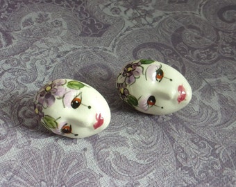 Harlequin Ceramic Post Earrings, Beautifully Handmade and Signed by the Artist, Boho Hippie ageless Earrings,  Gift for Her.