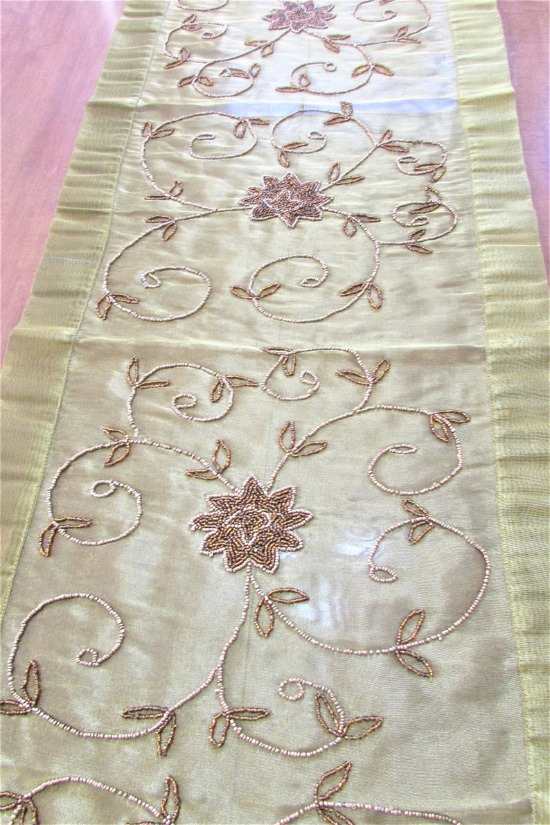 Beaded Table Runners. Ivory Silver Gold. Light Runners Etsy