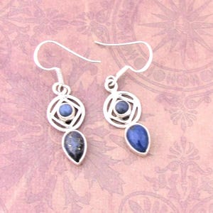 Lapis Earrings: Sterling Silver Boho Hippie Style, 1.5&quot; Drop