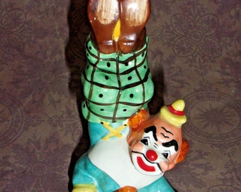 Yona Original 1957 Clown salt Shaker. Porcelain Colorful Clown Figurine 2" tall. Vintage Collectible. Unisex gift.