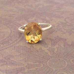 Solitaire Lemon Quartz Ring size 7, Gorgeous Very rare color, Sterling silver. Artist design, Gift for her. image 7