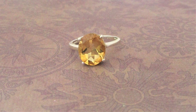 Solitaire Lemon Quartz Ring size 7, Gorgeous Very rare color, Sterling silver. Artist design, Gift for her. image 7