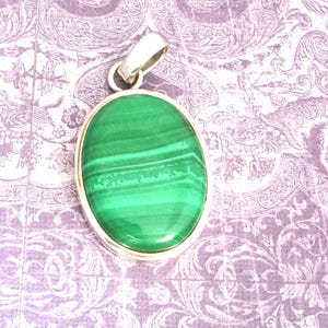 Natural Malachite Lace Silver Pendant 2" T, Genuine Beautiful Gem with Light & Dark Green Tones- Handcrafted Solid 925 sterling silver.