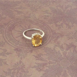 Solitaire Lemon Quartz Ring size 7, Gorgeous Very rare color, Sterling silver. Artist design, Gift for her. image 3