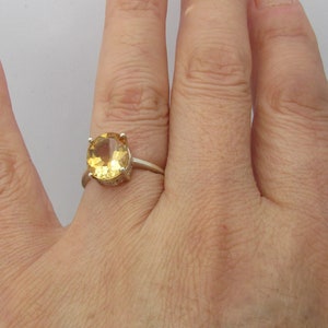 Solitaire Lemon Quartz Ring size 7, Gorgeous Very rare color, Sterling silver. Artist design, Gift for her. image 4