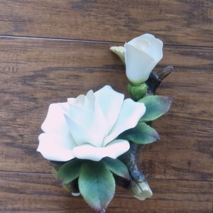 Porcelain Double White Rose Figurine by Paul Sebastian 1989. Vintage Collectible 5 Tall, Home Office Decor. Gift for Her. image 10