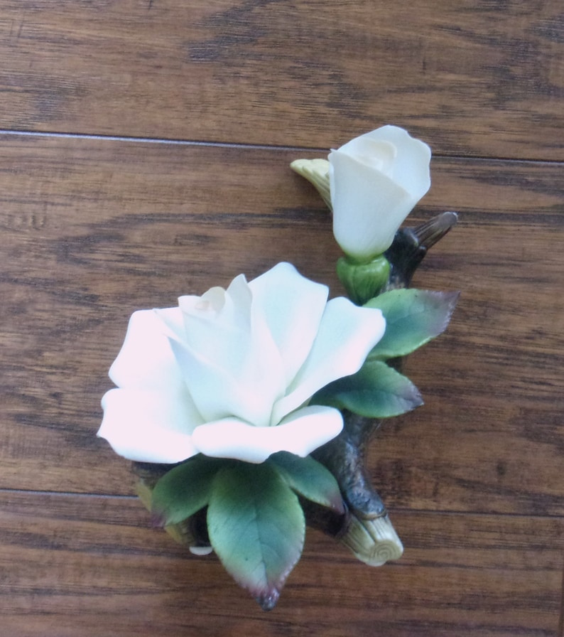 Porcelain Double White Rose Figurine by Paul Sebastian 1989. Vintage Collectible 5 Tall, Home Office Decor. Gift for Her. image 10