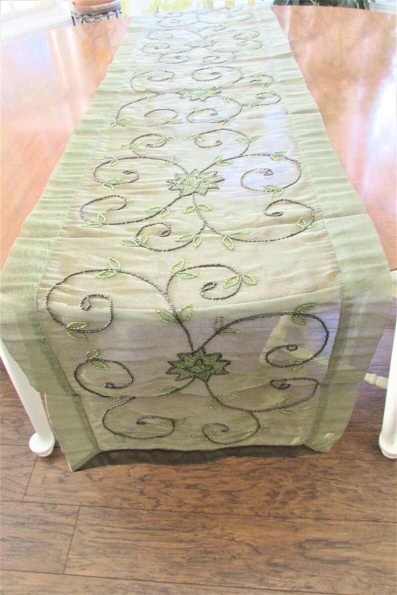 Beaded Table Runners. Ivory Silver Gold. Light Runners Etsy