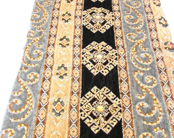 Beaded Gold & black table runner 12x50, Elegant Tassel runners, Hand Beaded and embroidered, Four seasons Table decor, Gift for her.