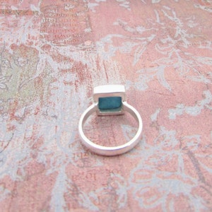 Blue-sky Arizona Turquoise Ring, Square gorgeous design, Genuine Gem, Solid 925 sterling silver. Gift for her image 4