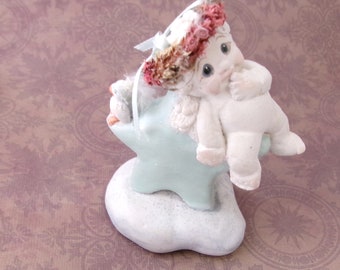 Dreamsicles '95 Cherub Angel With Robin Bird Swing On a Star, Vintage collectible.