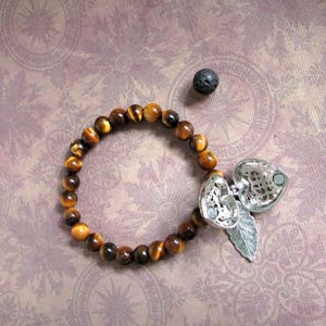 Tiger Eye & Lava Stone Bracelet: Heart Locket Aroma Diffuser