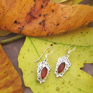 Honey Brown Drops Earrings, Natural Baltic Amber, 925 sterling silver. Autumn Earrings, Gift for her image 8