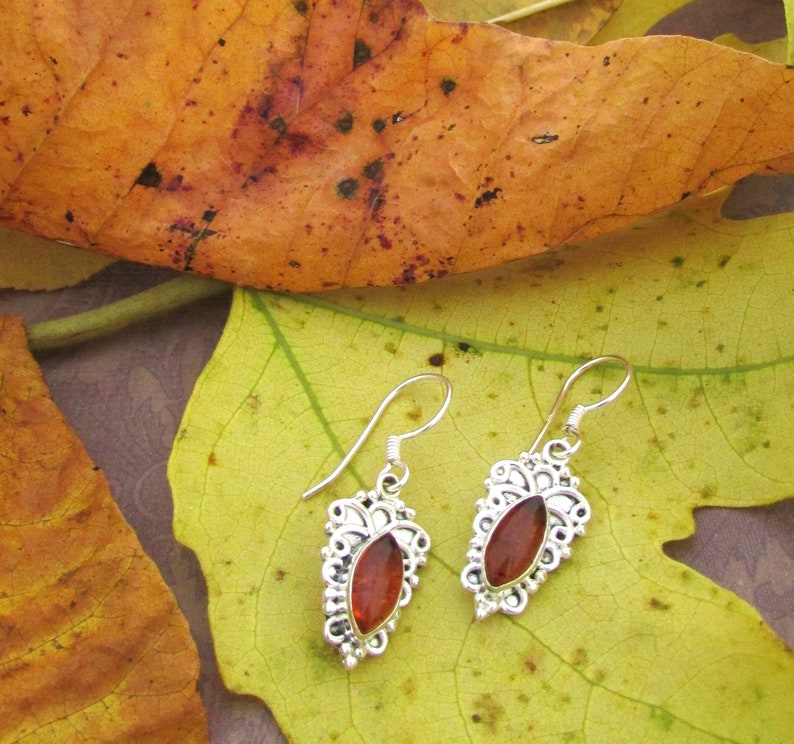 Honey Brown Drops Earrings, Natural Baltic Amber, 925 sterling silver. Autumn Earrings, Gift for her image 8