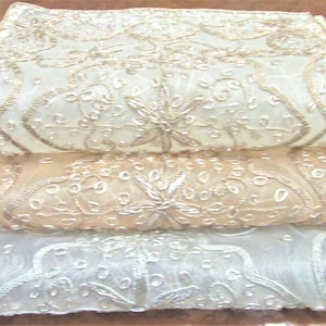 Beaded Rectangular Doilies: 12x 18" Color Gold and Light Peach.