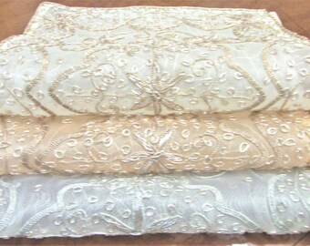 Beaded Rectangular Doilies: 12x 18" Color Gold and Light Peach.