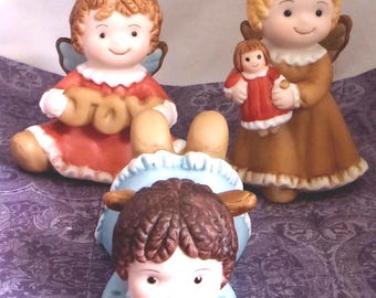 Vintage Homco Joy Angels Set 3:  3.25T- Porcelain Figurines 14001-98- Like new.