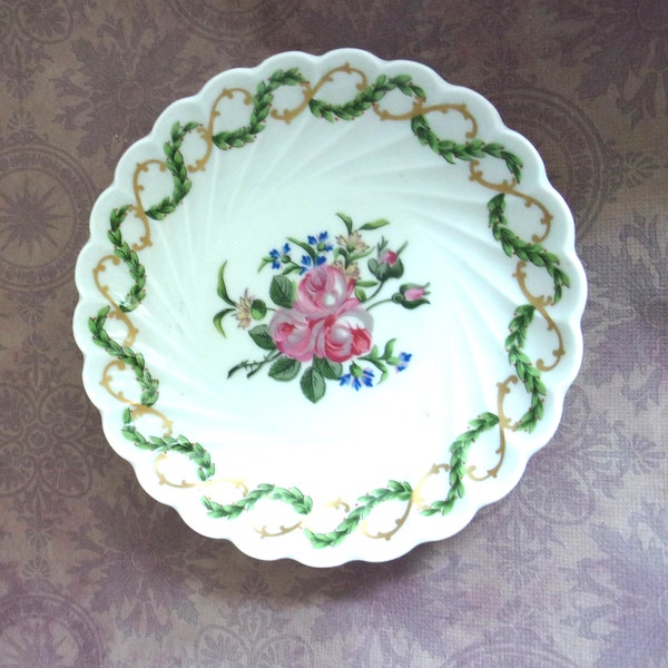 Haviland Limoges France Candy Dish with Pink Roses. Vintage Collectible 5in diam. Gift for her