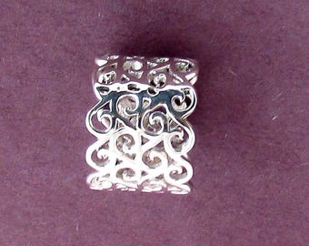 Filigree Sterling Silver Band: Handcrafted 1/2" Wide - Size 5- Artist Design.