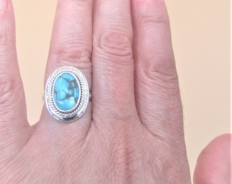Turquoise stunning ring, High quality Tibet Turquoise, 925 sterling silver, December birthstone.  Gift for her.