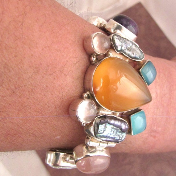 Multi gemstones Bracelet. Gorgeous Cluster bracel… - image 5