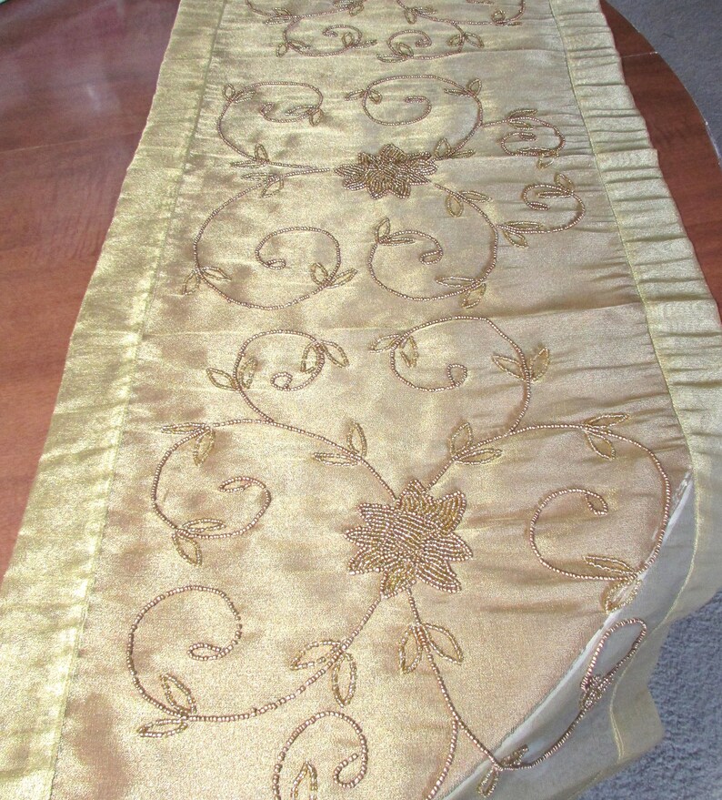 Beaded Table Runners. Ivory Silver Gold. Light Runners Etsy