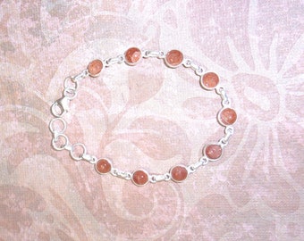 Sun Stone light Bracelets, Beautiful & Comfortable to wear all day, Genuine Sun stone and Sterling Silver, Gift for Her.