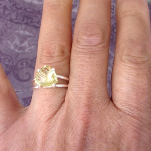 Lemon Quartz Heart Rings: 925 Sterling Silver Double Band,Handcrafted Genuine Gems