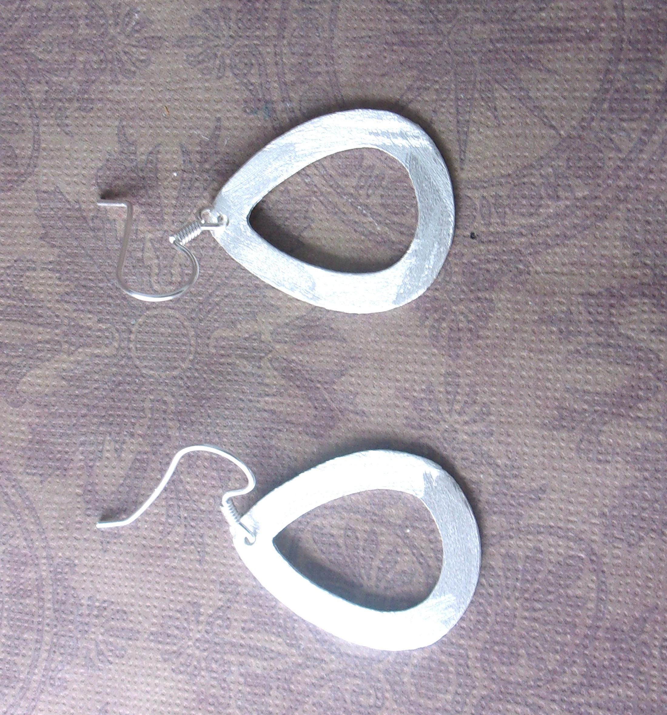 Orecchini Pendenti A Goccia Smalto Bianco Con Gancio In Argento 925 - Fatti A Mano UK - Foto 2