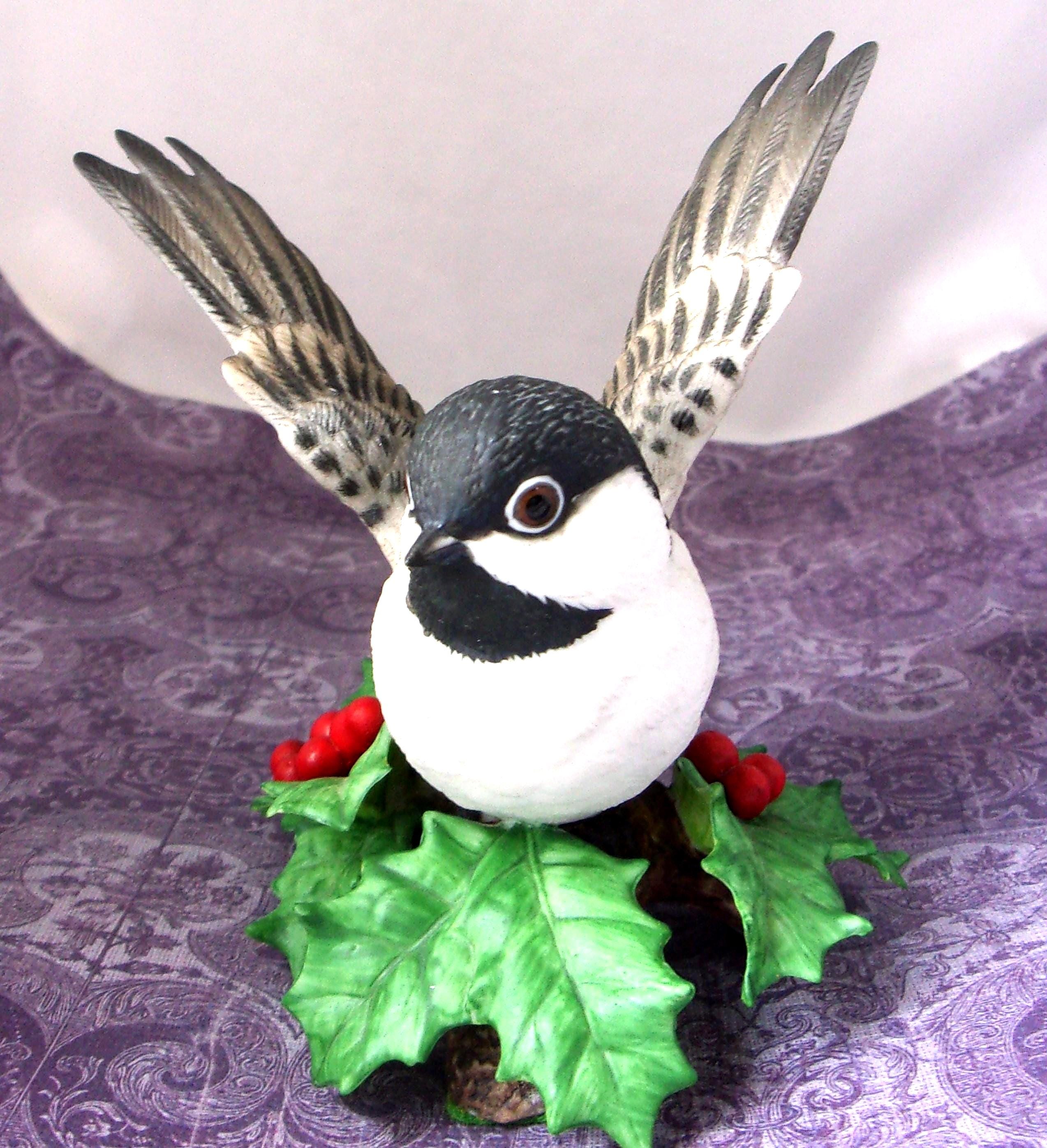 Lenox Chickadee Bird Figurine: Fine Porcelain Holly Berry Decor - Etsy