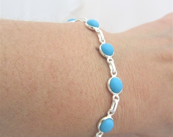 Fine Turquoise bracelet. Beautiful light bracelet, Genuine Gems, 925 Sterling silver. Everyday bracelet. Gift for her.