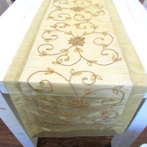 Gold Beaded Table Runner (16x72): Polyester and Metallic yards- Fancy Home Decor