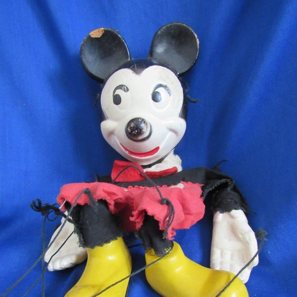 Mickey Mouse: Puppet Mickey Mouse Marionette Vintage Disney String Puppet Composition made in Early 1950"s