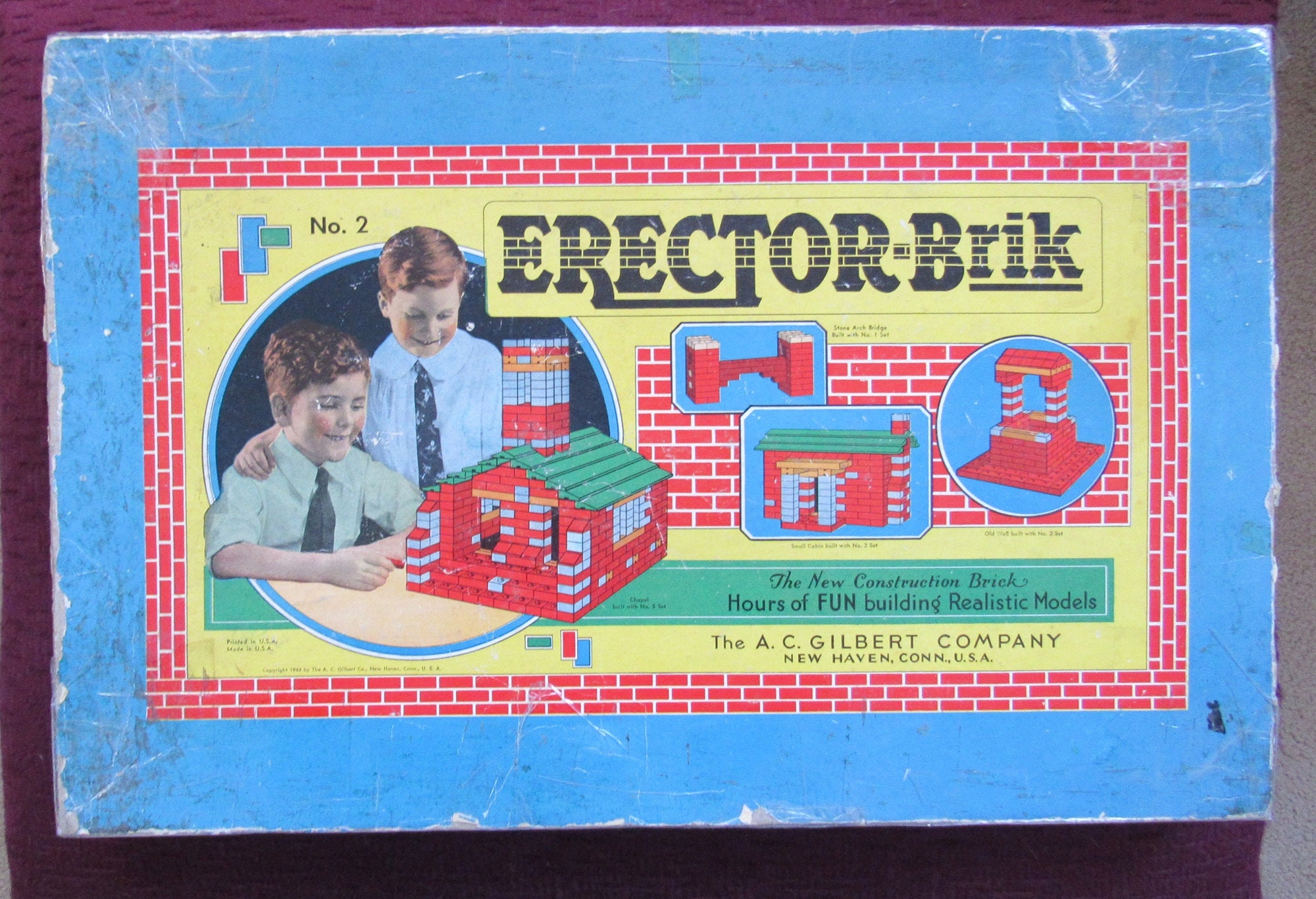 Erector Set Gilbert 1944 AC Erector Brik 2 Building Set Construction